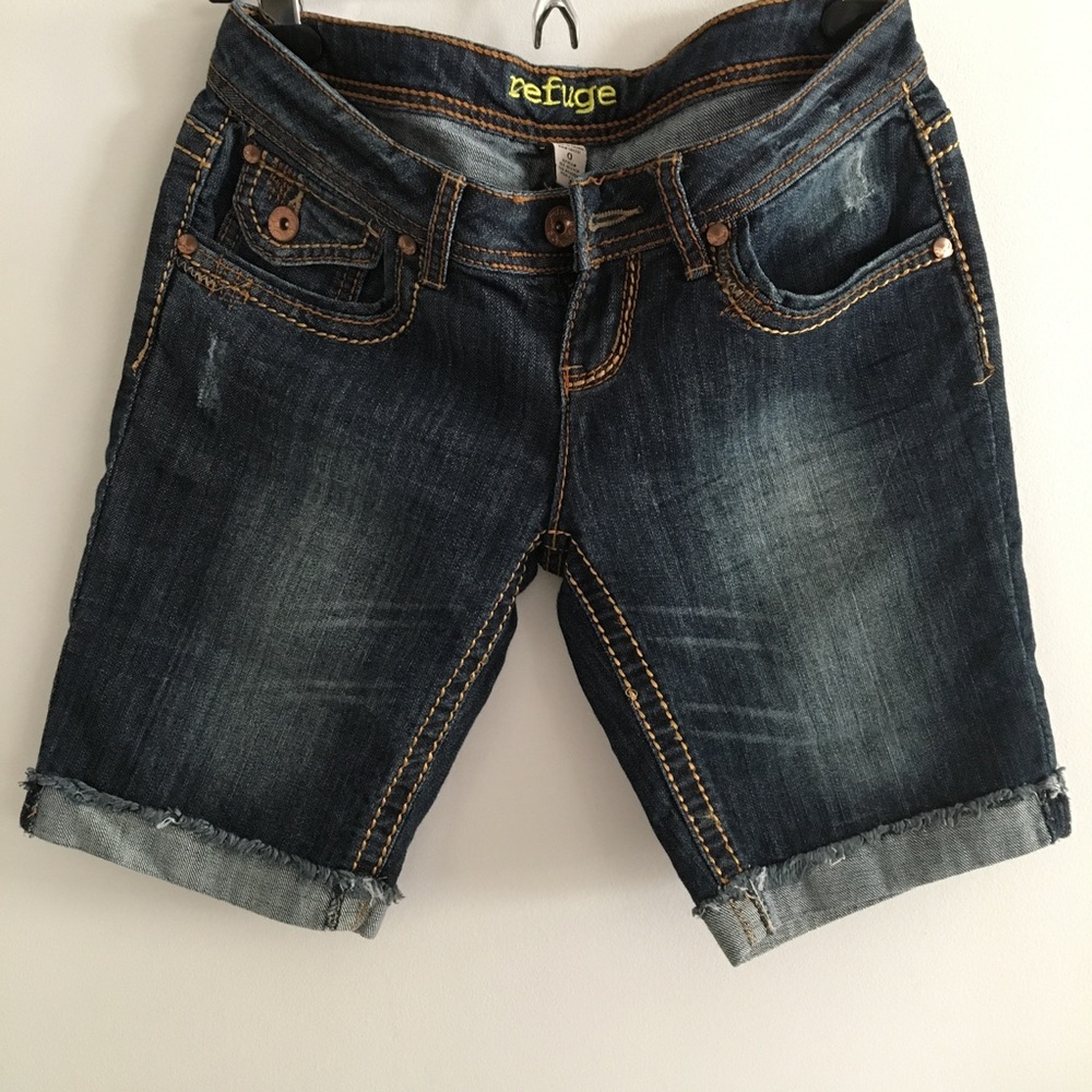 Refuge low rise denim Bermuda shorts